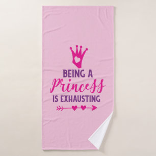Pink und Lila Prinzessin zu sein ist anstrengend Badehandtuch