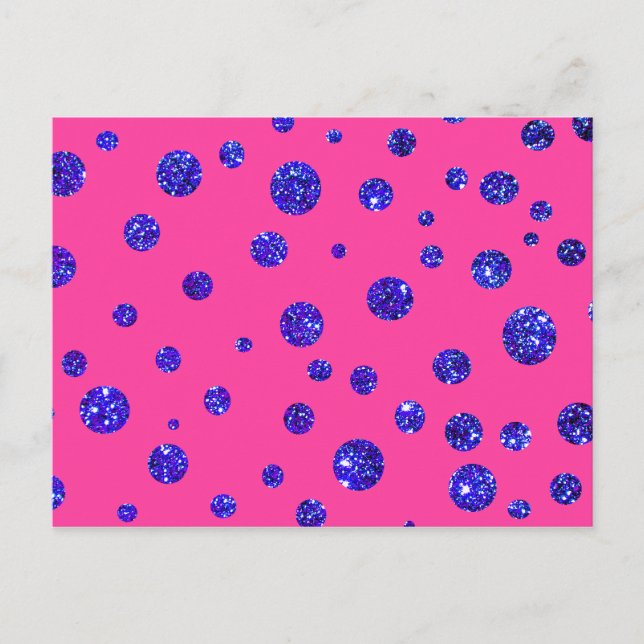 Pink und Lila Sparkle Polka Dots Fun Postkarte (Vorderseite)