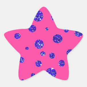 Pink und Lila Sparkle Polka Dots Fun Stern-Aufkleber