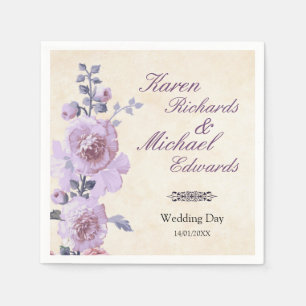 Pink und Lilac Wasserfarbe Blumenzehen Serviette