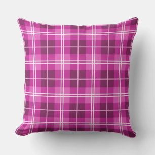 Pink und Magenta Kariertes Tartan Muster Kissen