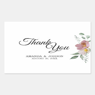Pink und Mauve Vintag Floral Wedding Vielen Dank Rechteckiger Aufkleber