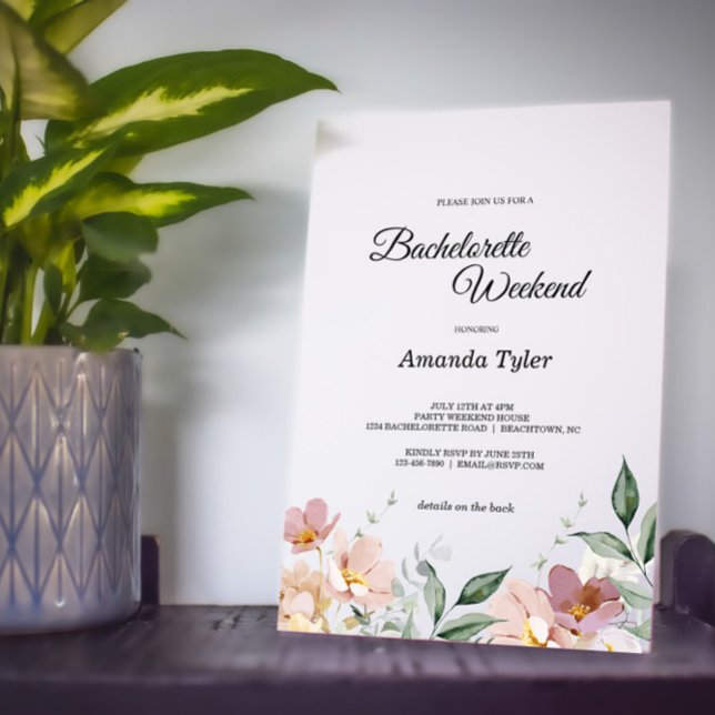 Pink und Mauve Vintage Blumenbachelorette Wochenen Einladung (Von Creator hochgeladen)