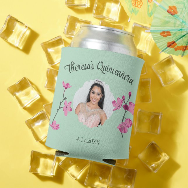 Pink und Minze Grüne Kirschblossom Custom Foto Dosenkühler (In Situ Sommer)