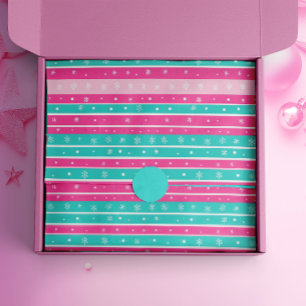 Pink und Minze Horizontal Strickte Schneeflocke Seidenpapier