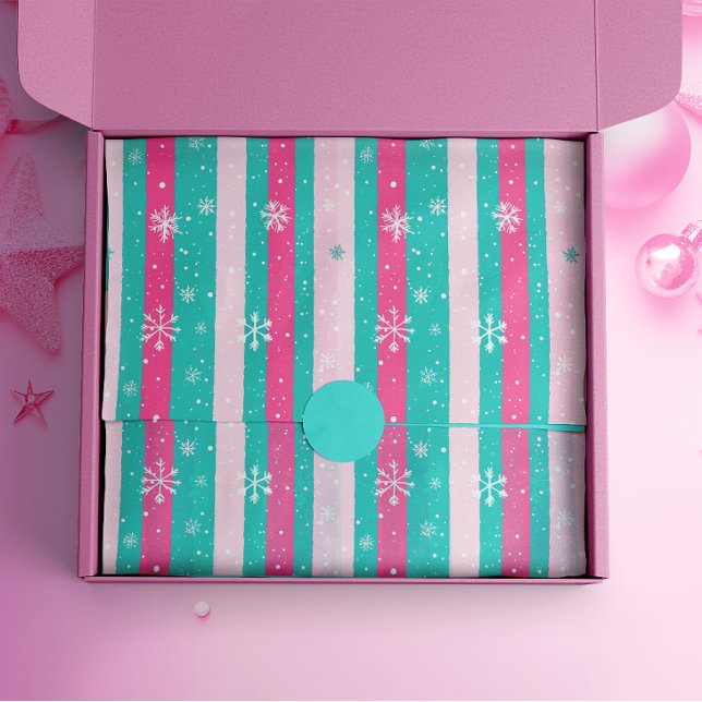 Pink und Minze Vertikale Strickschneeflocke Seidenpapier (Von Creator hochgeladen)