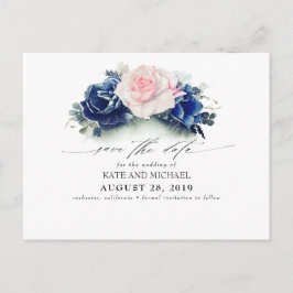 Pink und Navy Blauer Boho Save the Date Postkarte