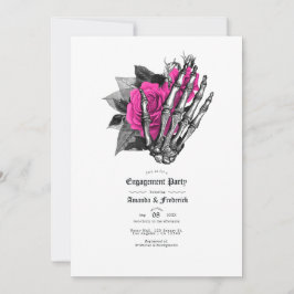 Pink und Navy Blue Floral Gothic Engagement Party Einladung