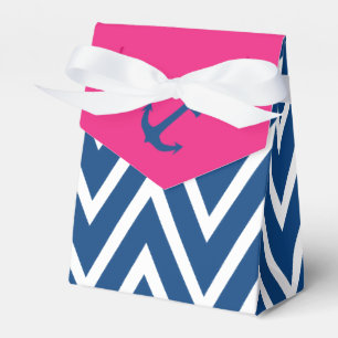 Pink und Navy Zigzag & Nautical Anchor Gevor Box Geschenkschachtel