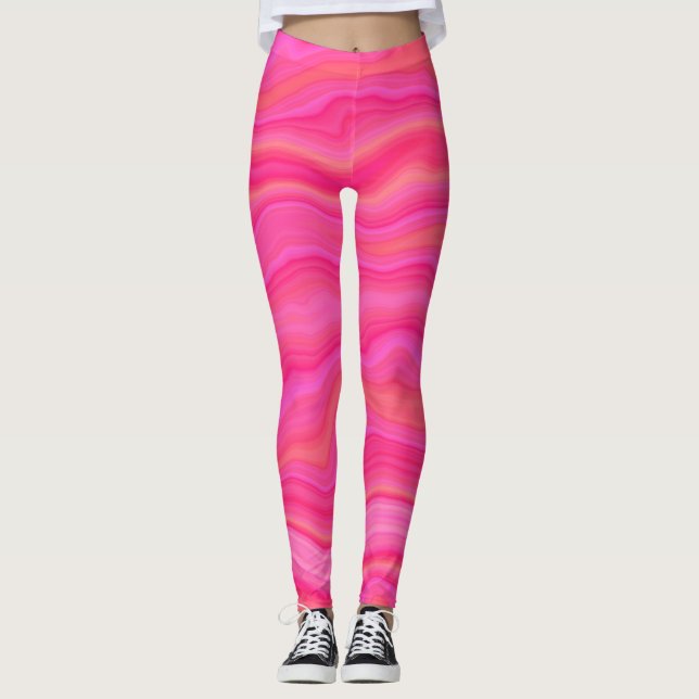 Pink und Orange Agate Layers Leggings (Vorderseite)