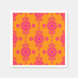 Pink und Orange Daisy Blumenmuster Papier Napkins Serviette