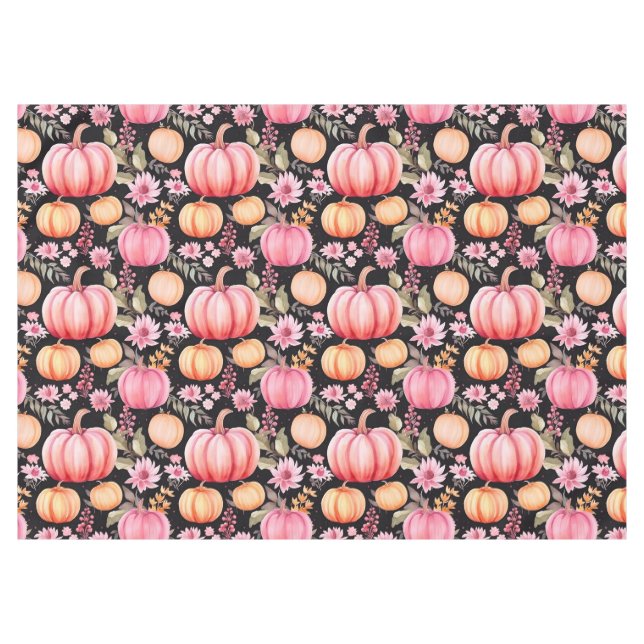 Pink und Orange Fall Pumpkin Tableclout Tischdecke (Vorderseite (Horizontal))