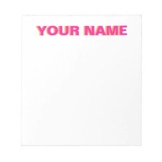 Pink und orange Personalisierter Name Notepad Notizblock