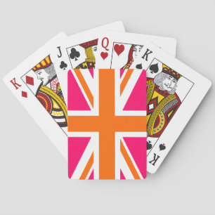 Pink und Orange Union Jack Spielkarten