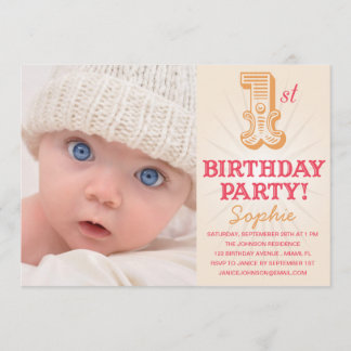 PINK UND PEACH 1ST| ERSTE BIRTHTAGINVITÄT EINLADUNG
