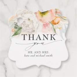 Pink und Peach Blume Hochzeit Danke Geschenkanhänger