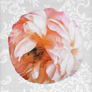 Pink und Peach Peony Up Nah und persönlich Rundes Kissen