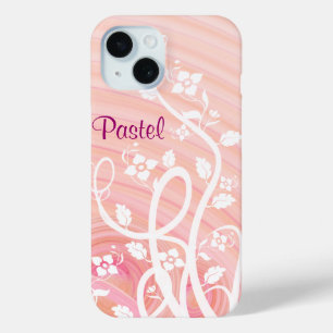 Pink und Peach Spirals, Blume und Schnörkel iPhone 15 Hülle