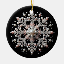 Pink und Pearl Snowflake Familie Keramik Ornament