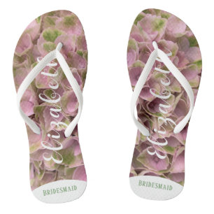 Pink und Pellgrün Hydrangea nach Maß Flip Flops