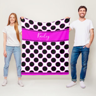Pink und Polka dot design - ganz individuell gesta Fleecedecke