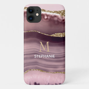 Pink- und Purpur-Achat-Geoden-Monogramm-Name Case-Mate iPhone Hülle