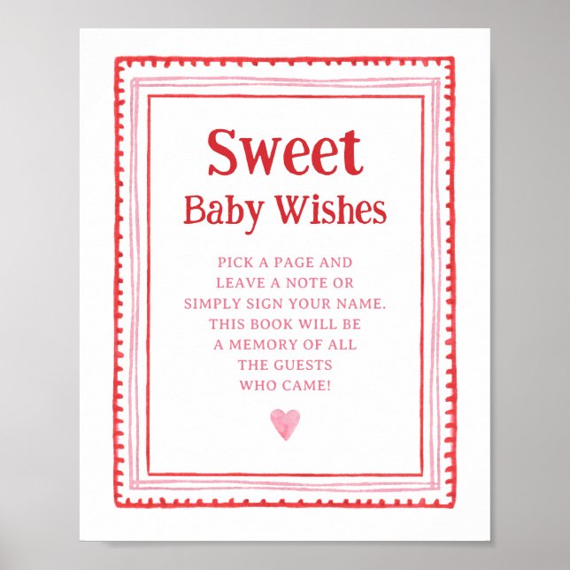 Pink und Red Heart Sweet Baby wollen signieren Poster (Vorne)
