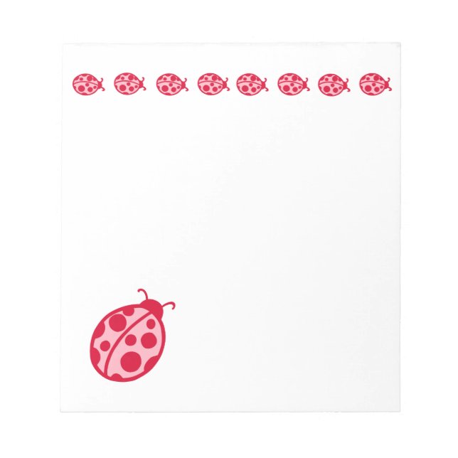 Pink und Red Ladybug Notepad Notizblock (Vorderseite)