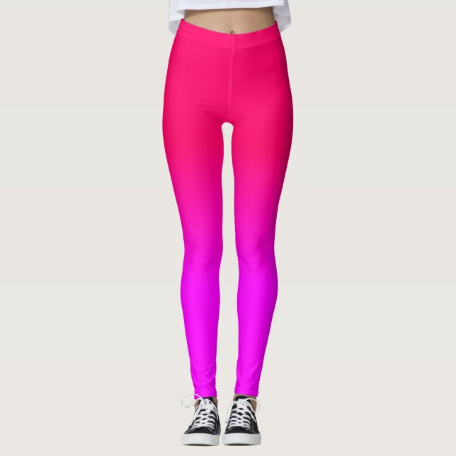 Pink und rosa Ombre Schatten-Neonfarbe verblassen Leggings (Vorderseite)