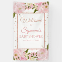 Pink und Rose Gold Peony Custom Baby Duschbanner