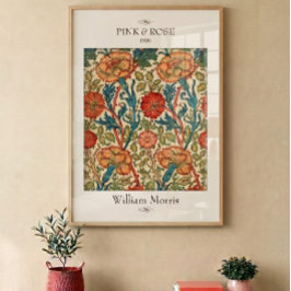 Pink und Rose William Morris Florales Wandbild Poster