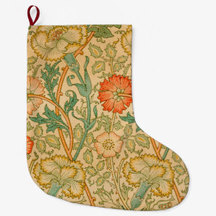 Pink und Rosen-Muster (von William Morris) Großer Weihnachtsstrumpf