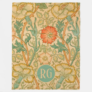 Pink und Rosen William Morris Monogram Personalisi Fleecedecke