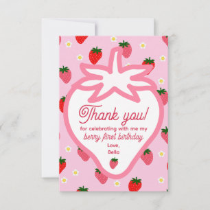 Pink und rote Beeren Erste Erdbeeren Geburtstag Dankeskarte