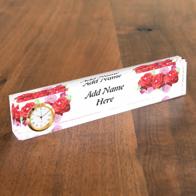 Pink und Rote Rosen Bouquet Ihren Namen hinzufügen Namensplakette (Seite)