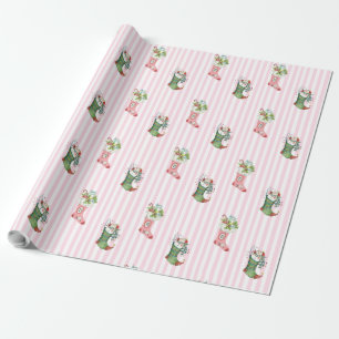 Pink und Sage Green Vintage Weihnachtsgeschenk Wra Geschenkpapier