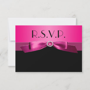 Pink-und Schwarz-Antwort-Karte RSVP Karte