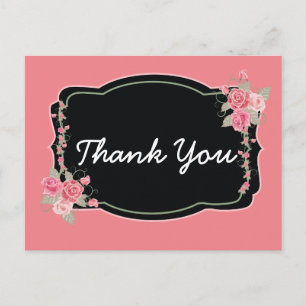 Pink und schwarz Danke Postkarte