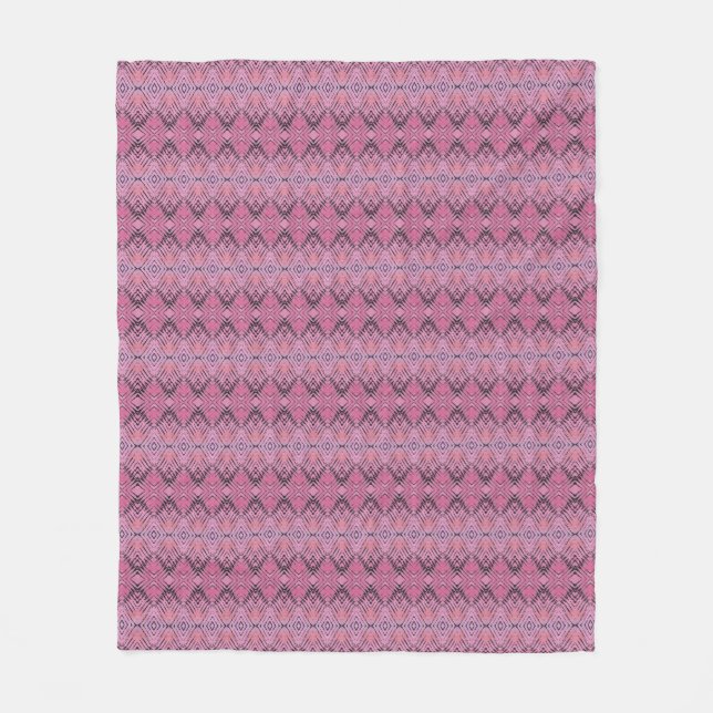 Pink und schwarz Diamant Streifen Muster Fleecedecke (Vorderseite)