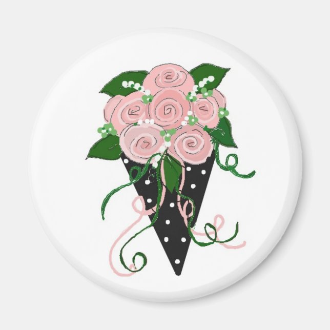 Pink und Schwarz-Flora-Bouquet Magnet (Vorne)
