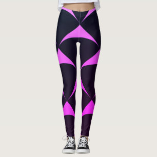 Pink und Schwarz Geometrisches Miami-Muster Leggings