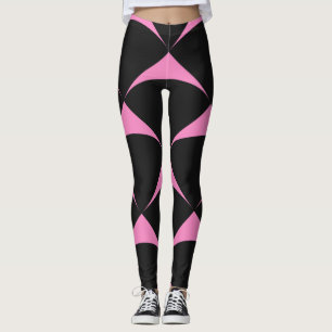 Pink und Schwarz Geometrisches Muster Leggings