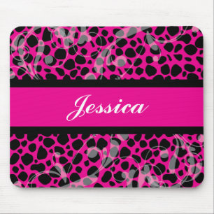 Pink-und Schwarz-Gepardmuster Mousepad