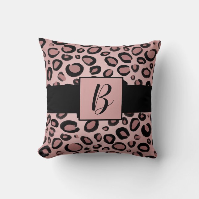 Pink und schwarz gestrichene Cheetah Leopard Druck Kissen (Vorderseite)