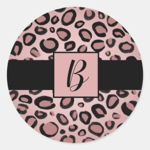 Pink und schwarz gestrichene Cheetah Leopard Druck Runder Aufkleber
