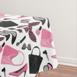 Pink und schwarz Girls Design Tischdecke