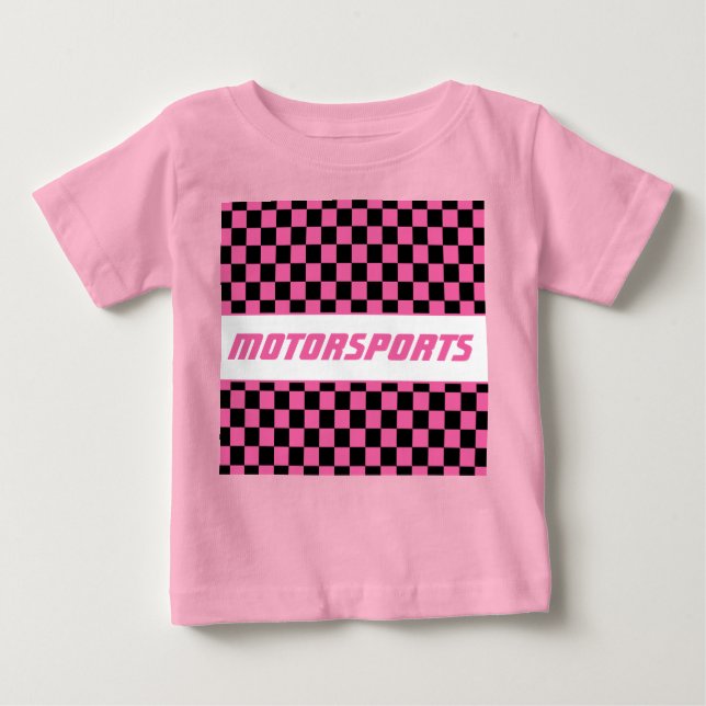 Pink und schwarz Karo Muster Baby T-shirt (Vorderseite)