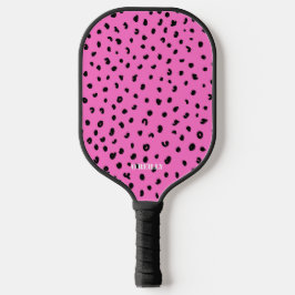 Pink und Schwarz Leopard Tierhautmuster Pickleball Schläger