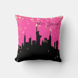 Pink-und Schwarz-New- YorkSkyline Kissen
