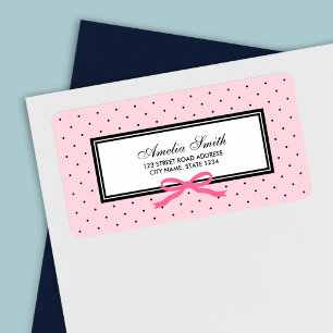 Pink und schwarz Polka Dot mit rosa Balkenadresse Adressaufkleber